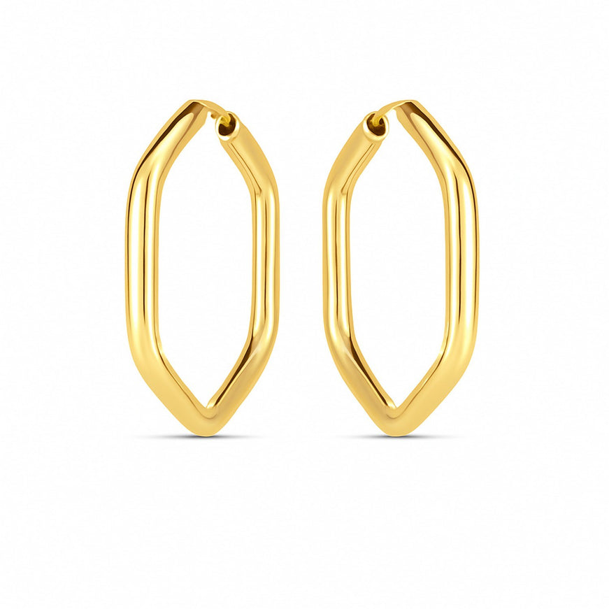 14k Yellow Gold Endless Hexagon Hoop Earrings