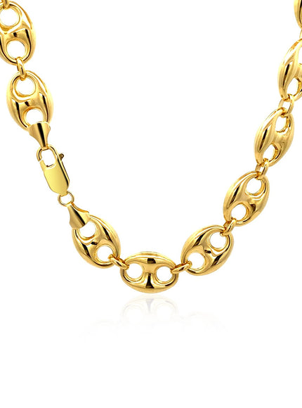11.0mm 14k Yellow Gold Puffed Mariner Link Chain