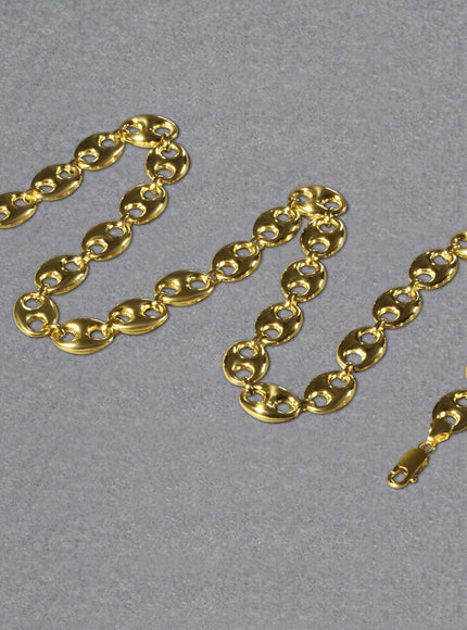 11.0mm 14k Yellow Gold Puffed Mariner Link Chain