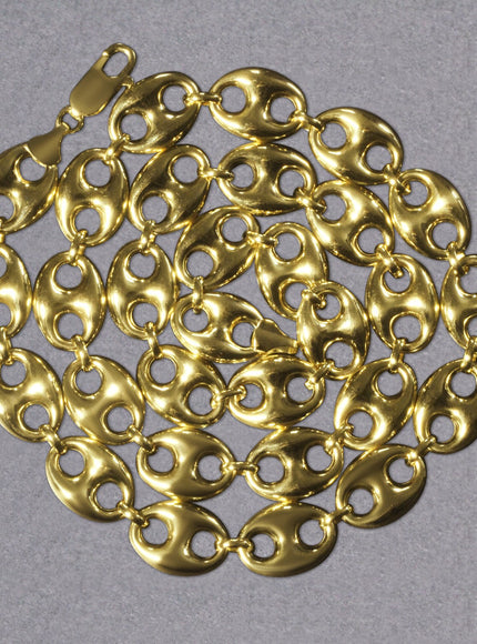 11.0mm 14k Yellow Gold Puffed Mariner Link Chain