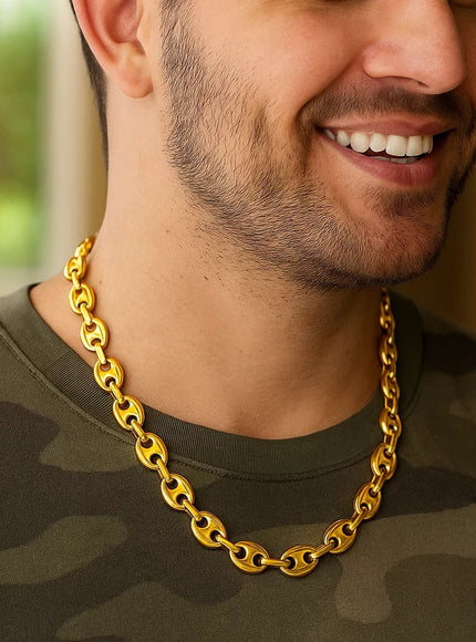 11.0mm 14k Yellow Gold Puffed Mariner Link Chain