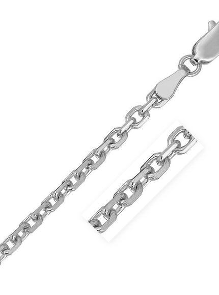 18k White Gold Diamond Cut Cable Link Chain (2.60 mm)