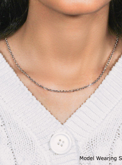 18k White Gold Diamond Cut Cable Link Chain (2.60 mm)