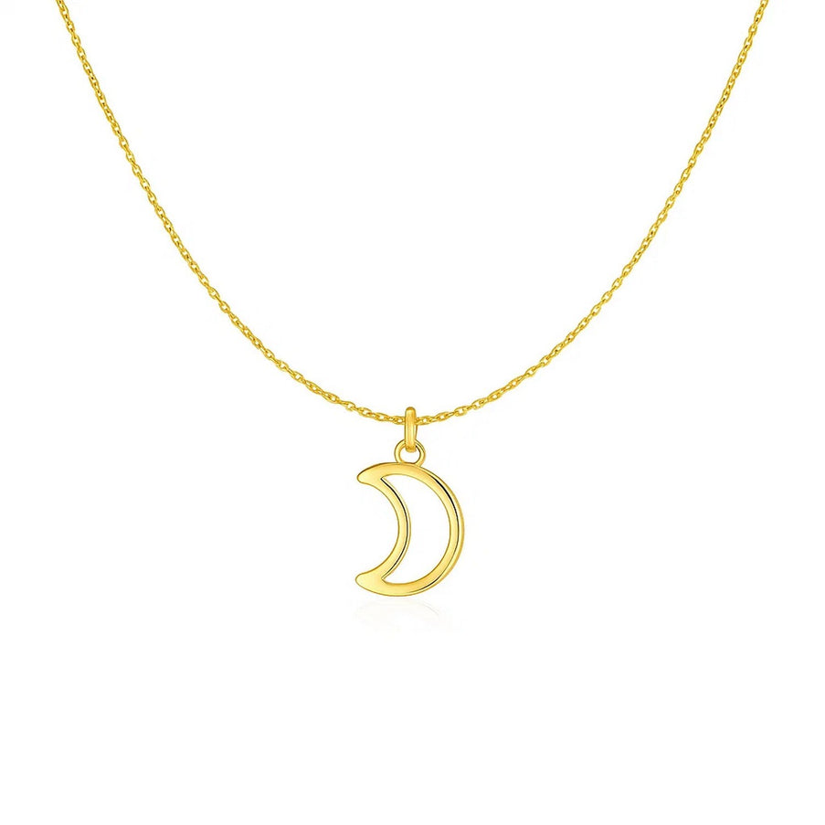 14k Yellow Gold Necklace with Moon