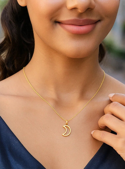 14k Yellow Gold Necklace with Moon
