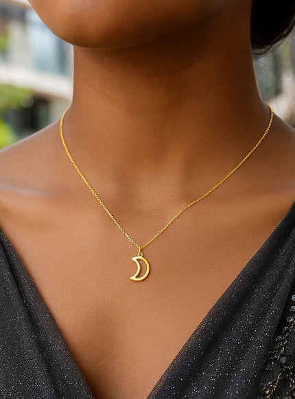 14k Yellow Gold Necklace with Moon