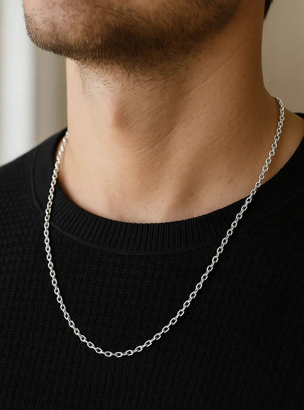 2.6mm 14k White Gold Diamond Cut Cable Link Chain