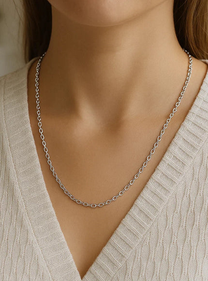 2.6mm 14k White Gold Diamond Cut Cable Link Chain