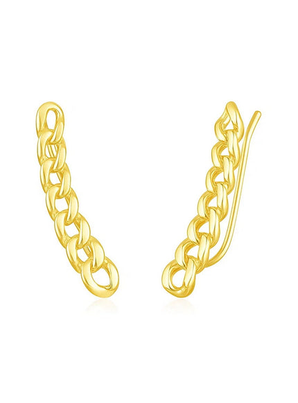 14k Yellow Gold Ear Climber Earring with Chain Links