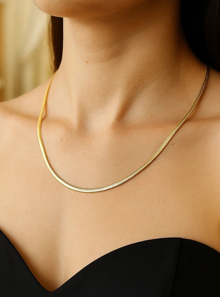 2.5mm 14k Two Tone Gold Reversible Omega Necklace