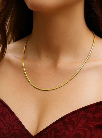 2.5mm 14k Two Tone Gold Reversible Omega Necklace