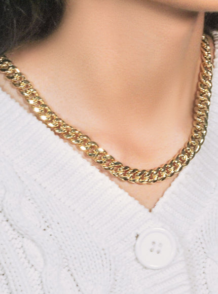 9.0mm 14k Yellow Gold Semi Solid Miami Cuban Chain