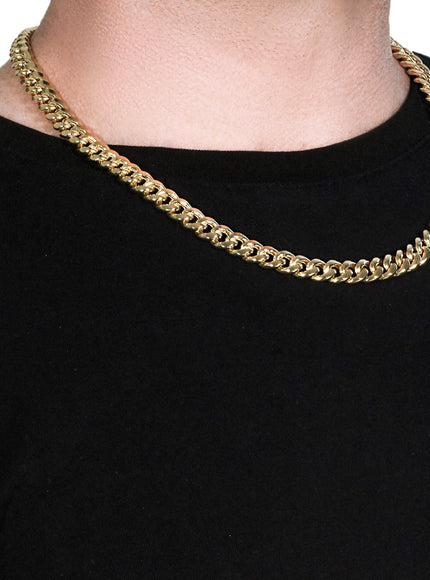 9.0mm 14k Yellow Gold Semi Solid Miami Cuban Chain