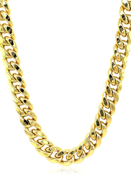 9.0mm 14k Yellow Gold Semi Solid Miami Cuban Chain