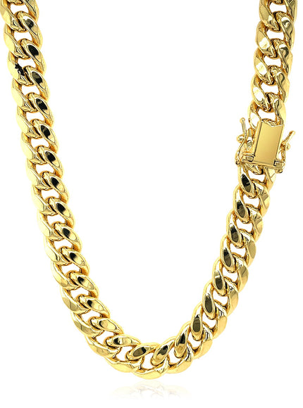 9.0mm 14k Yellow Gold Semi Solid Miami Cuban Chain