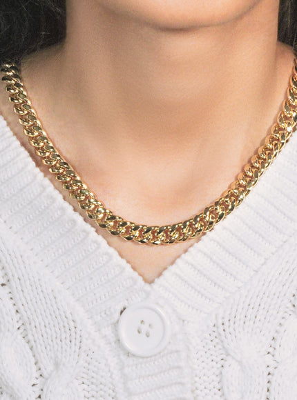 9.0mm 14k Yellow Gold Semi Solid Miami Cuban Chain