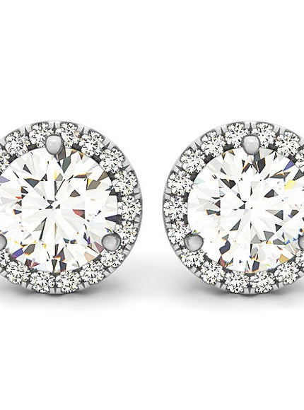 14k White Gold Round Prong Halo Style Earrings (1 cttw)