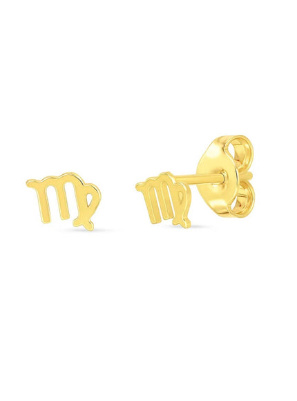 14k Yellow Gold Virgo Stud Earrings