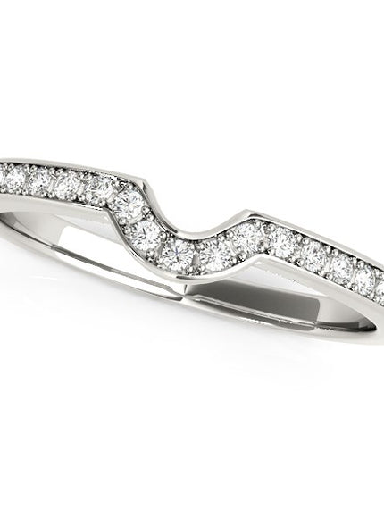 14k White Gold Modern Curved Prong Set Diamond Wedding Band (1/8 cttw)