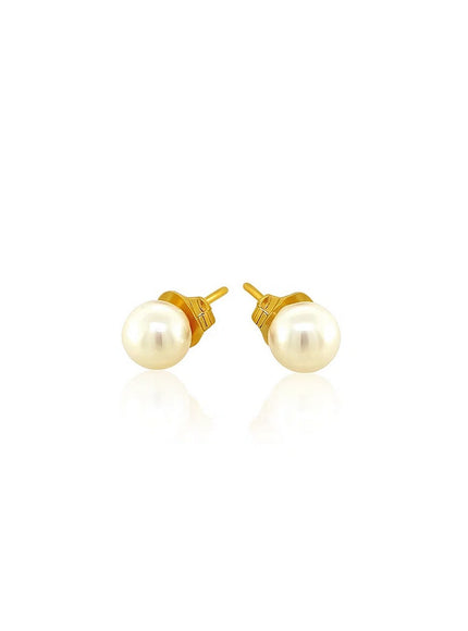14k Yellow Gold Freshwater Cultured White Pearl Stud Earrings (4.0 mm)