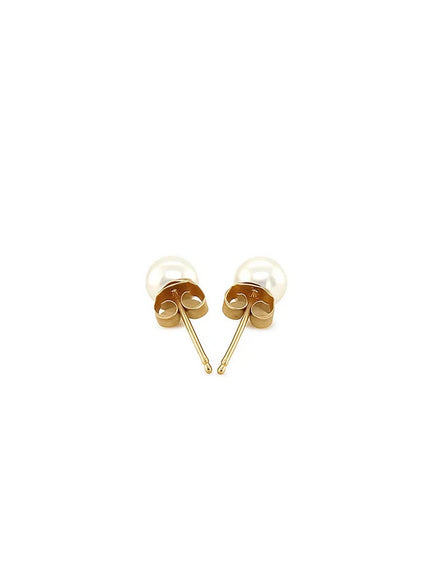 14k Yellow Gold Freshwater Cultured White Pearl Stud Earrings (4.0 mm)