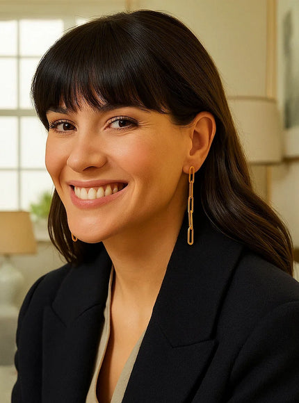 14K Yellow Gold Five Link Paperclip Chain Earrings