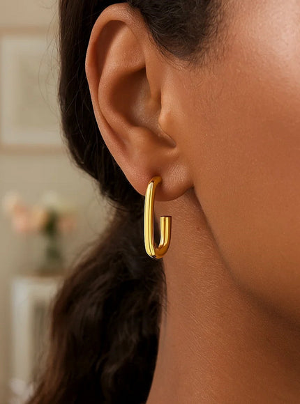 Paperclip Hoop Earrings in 14K Yellow Gold (27mmx12mm)