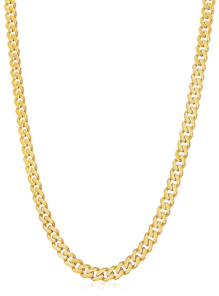 14k Yellow Gold White Pave High Polish Modern Lite Miami Cuban Chain (8.0mm)