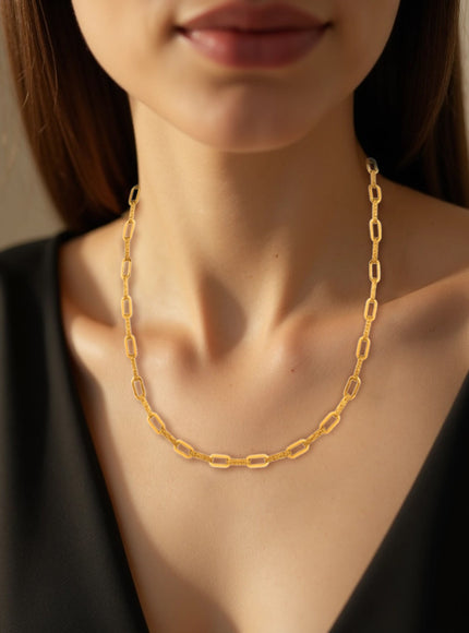14k Yellow Gold Diamante Paperclip Chain Necklace (4.00 mm)