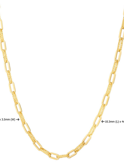 14k Yellow Gold Diamante Paperclip Chain Necklace (4.00 mm)