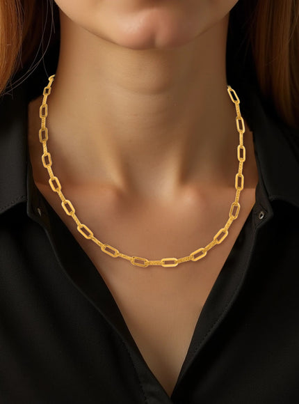 14k Yellow Gold Diamante Paperclip Chain Necklace (4.00 mm)
