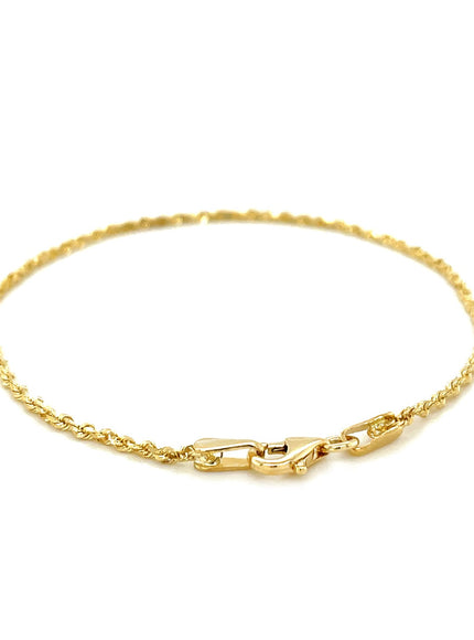 10k Yellow Gold Solid Diamond Cut Rope Bracelet 1.5mm