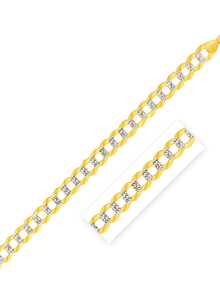 11.23 mm 14k Two Tone Gold Pave Curb Bracelet