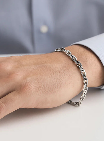 4.8mm 14k White Gold French Cable Chain Bracelet