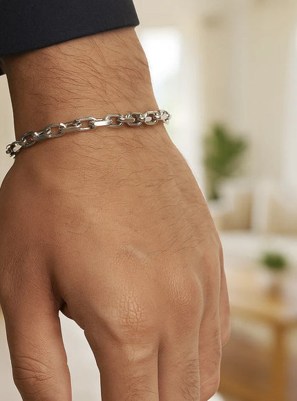 4.8mm 14k White Gold French Cable Chain Bracelet