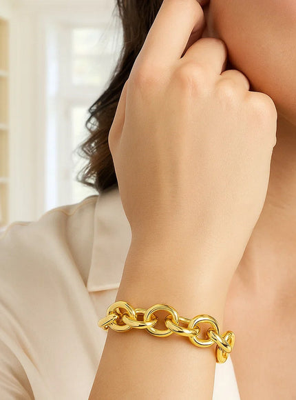 14k Yellow Gold Round Link Bracelet