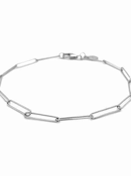 14k White Gold Wire Paperclip Bracelet (2.7mm)