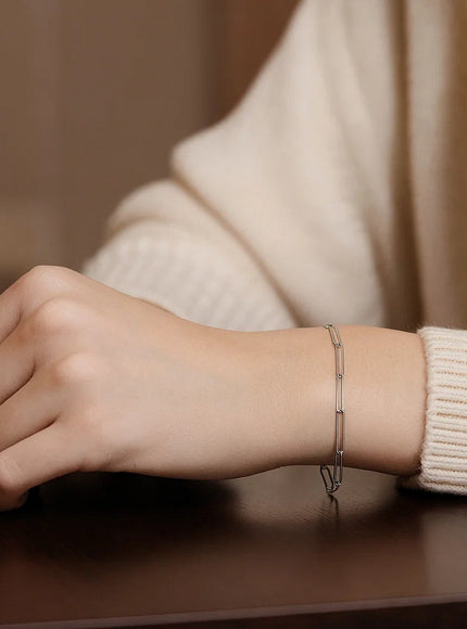 14k White Gold Wire Paperclip Bracelet (2.7mm)