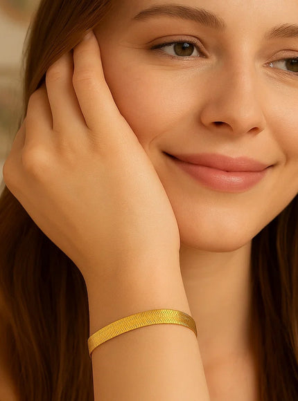 6.0mm 14k Yellow Gold Super Flex Herringbone Bracelet