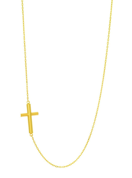 14k Yellow Gold Necklace with a Polished Cross Design