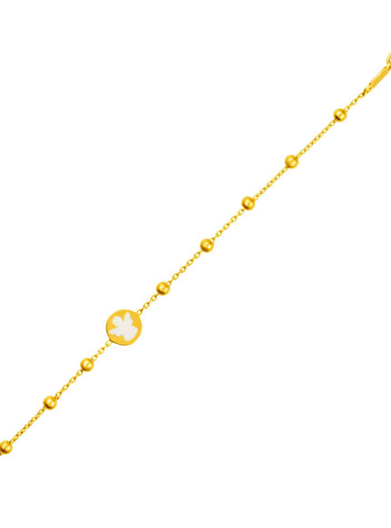 14k Yellow Gold Childrens Bracelet with Angel and Beads