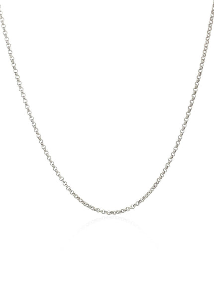 14k White Gold Diamond Cut Rolo Chain 1.1mm