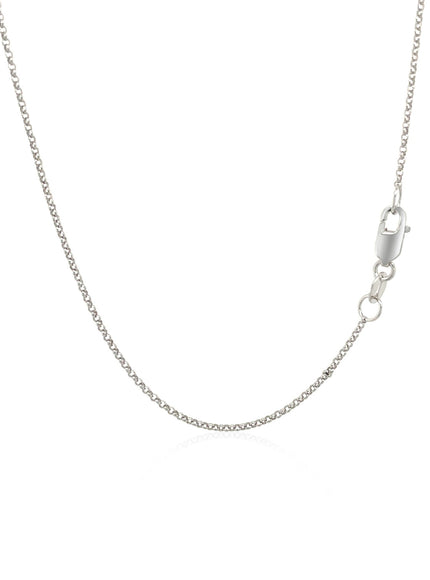 14k White Gold Diamond Cut Rolo Chain 1.1mm
