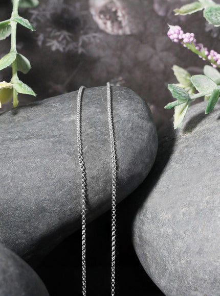 14k White Gold Diamond Cut Rolo Chain 1.1mm