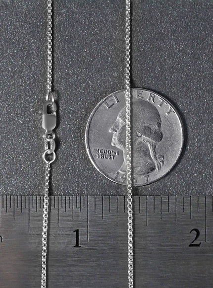 14k White Gold Diamond Cut Rolo Chain 1.1mm