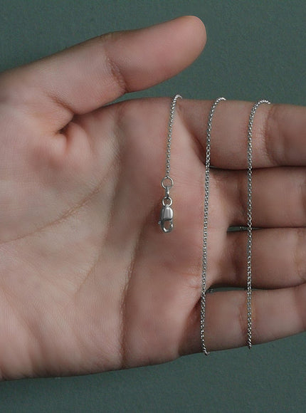 14k White Gold Diamond Cut Rolo Chain 1.1mm