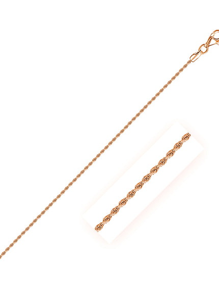 14k Rose Gold Solid Diamond Cut Rope Chain 1.5mm