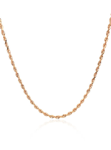 14k Rose Gold Solid Diamond Cut Rope Chain 1.5mm