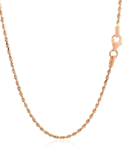 14k Rose Gold Solid Diamond Cut Rope Chain 1.5mm