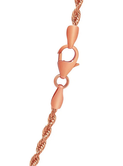 14k Rose Gold Solid Diamond Cut Rope Chain 1.5mm